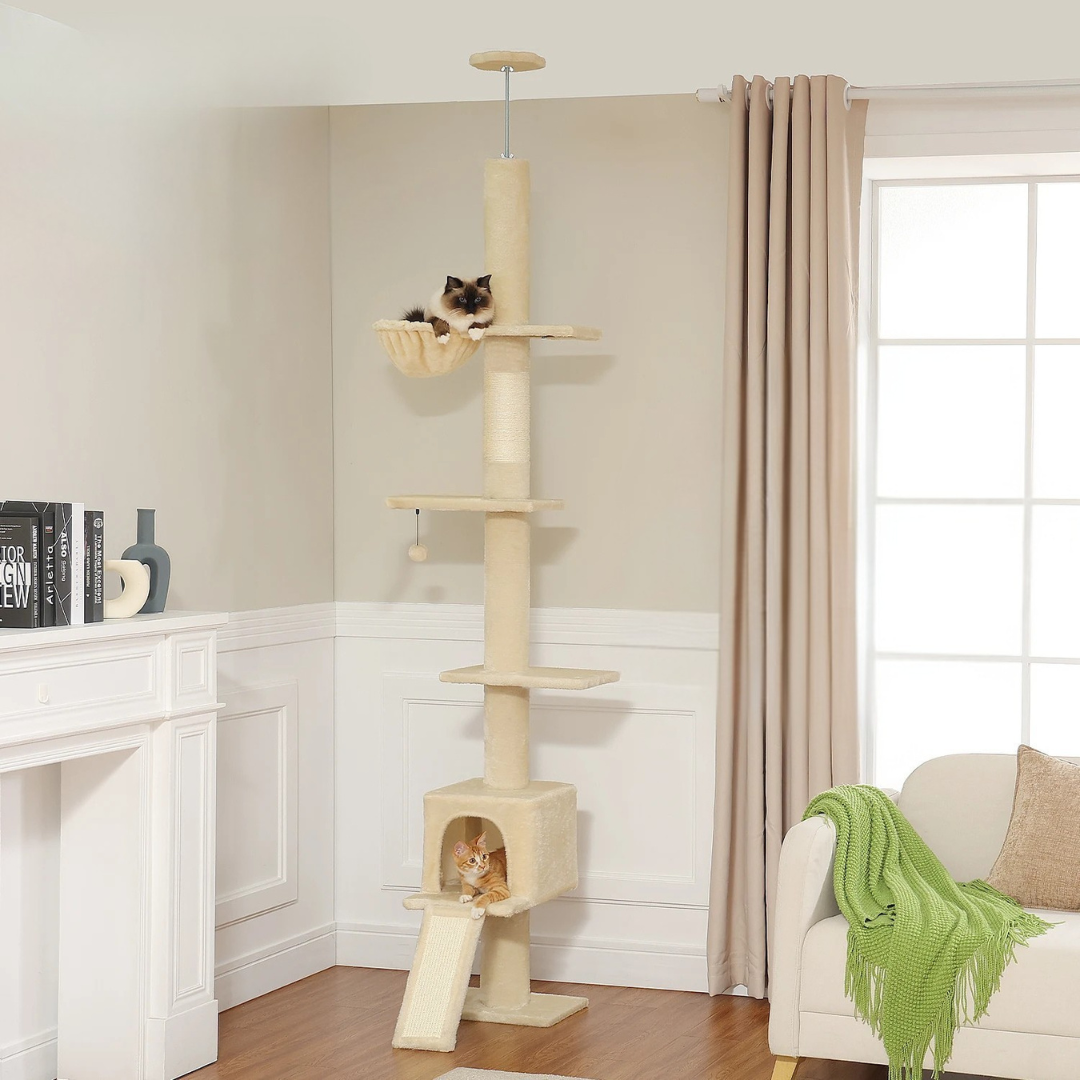 SkyLuxe Climb – Torre Tiragraffi da Soffitto per Gatti Elegante e Regolabile