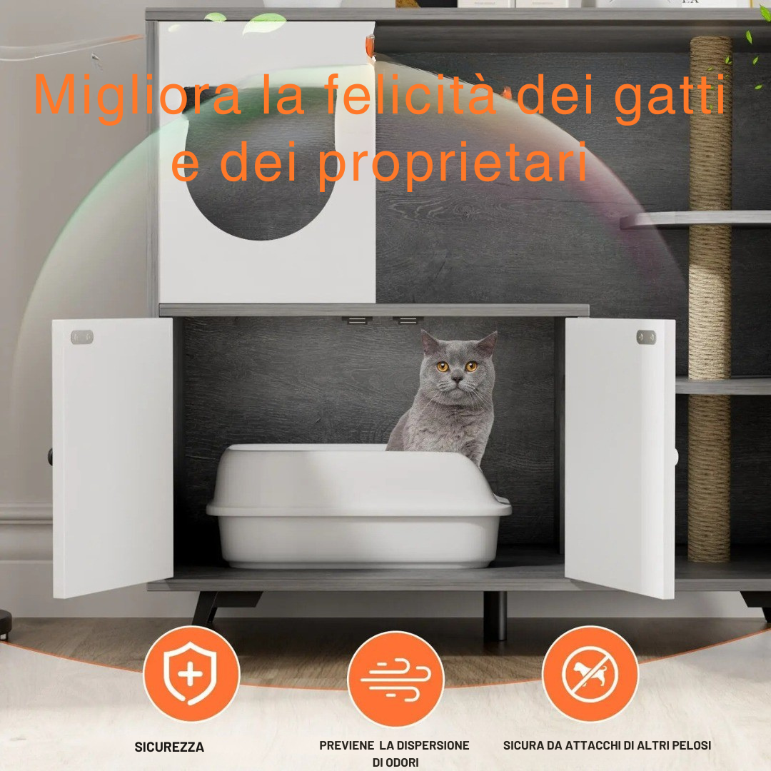 VelvetPaw™ Litter Lounge – Elegante Mobile Lettiera 3-in-1 per Gatti