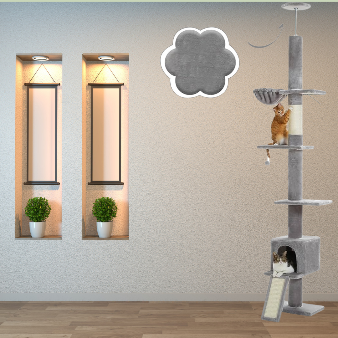 SkyLuxe Climb – Torre Tiragraffi da Soffitto per Gatti Elegante e Regolabile