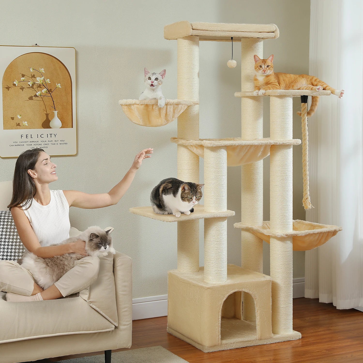 MajesticPaws™ Grand Tower – Tiragraffi di Lusso per Gatti di Taglia Grande